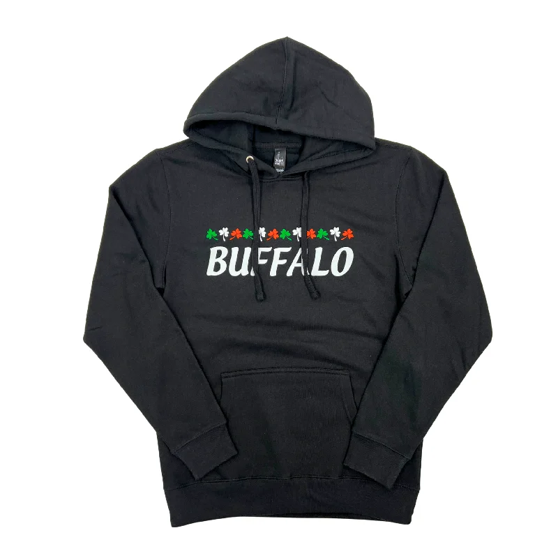 Buffalo With Shamrocks Black Hoodie Bold Women's Statement