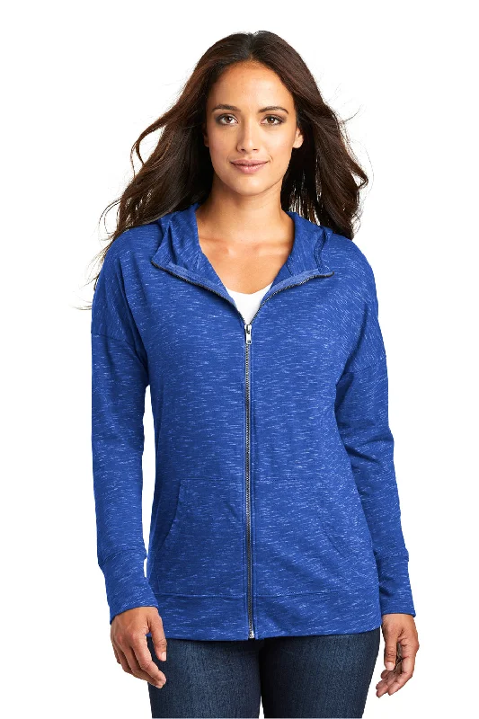 District Womens Medal Full Zip Hooded Sweatshirt Hoodie w/ Pockets - Deep Royal Blue Stylish Women's Neon District Womens Medal Full Zip Hooded Sweatshirt Hoodie w/ Pockets - Deep Royal Blue Stylish Women's Neon