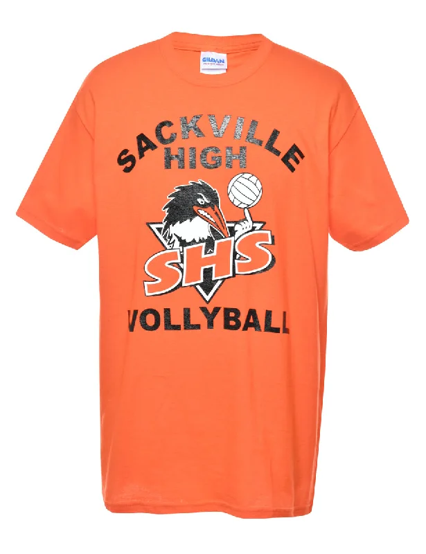 Orange Sackville High Vollyball Printed T-shirt - M