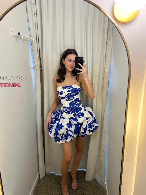 Violette Mini Dress - Boldy Blooming Cobalt Bohemian Women's Free