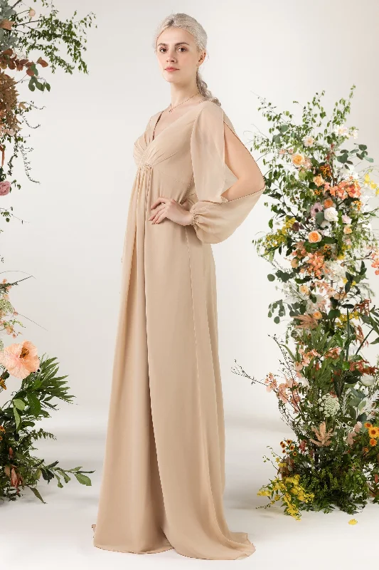 A-Line Sweep-Brush Train Chiffon Bridesmaid Dress CB0479 Trendy Women's 