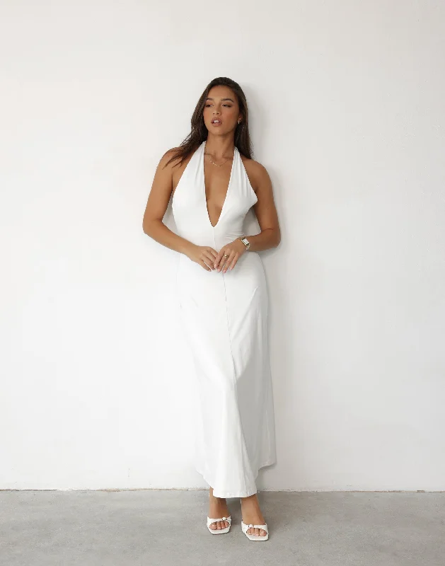 Victoria Maxi Dress (White) Sustainable Organic