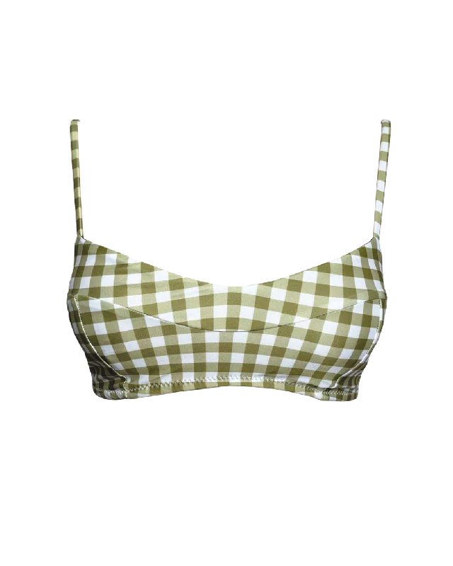 BRALETTE TOP - Gingham Olive Classic Women's Tweed
