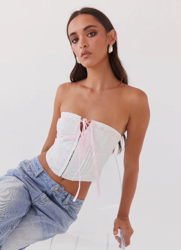 All My Affection Bustier Top - Pink Ribbon Sophisticated Women's 