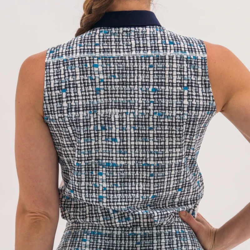 Foray Golf Printed S/L Polo - Blue Boucle Laid - back Women's Vibe