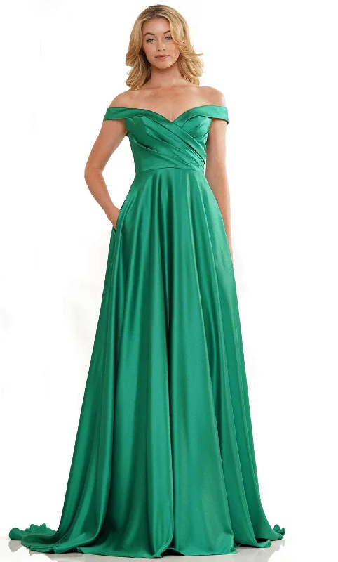 Colors Dress G1099 - Off Shoulder Satin A-Line Prom Gown European