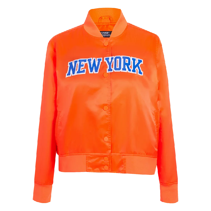 NBA NEW YORK KNICKS CLASSIC WOMEN'S SATIN JACKET (ORANGE) Earthy Women's 