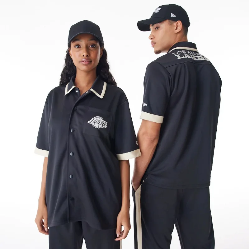 LA Lakers NBA Lifestyle Revere Black Short Sleeve Shirt Minimalist Women's Casual