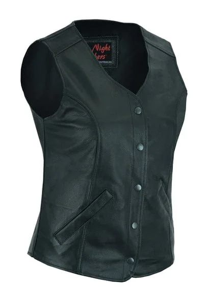 Women's 3/4 Long Body Motorcycle Vest with Plain Sides Trendy Women's Oversized