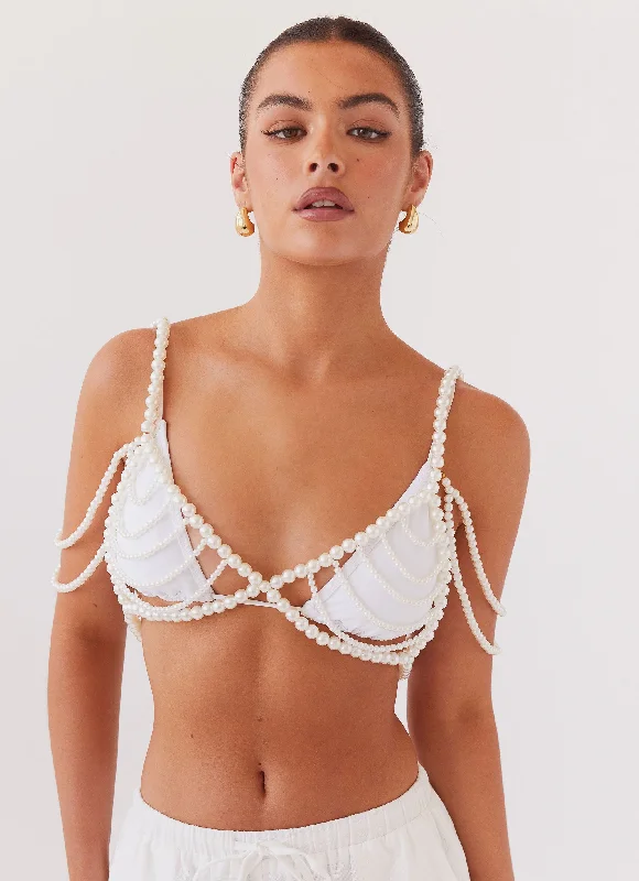 Serenade Pearl Beaded Bralet Top - Pearl Sharp Women's Italian
