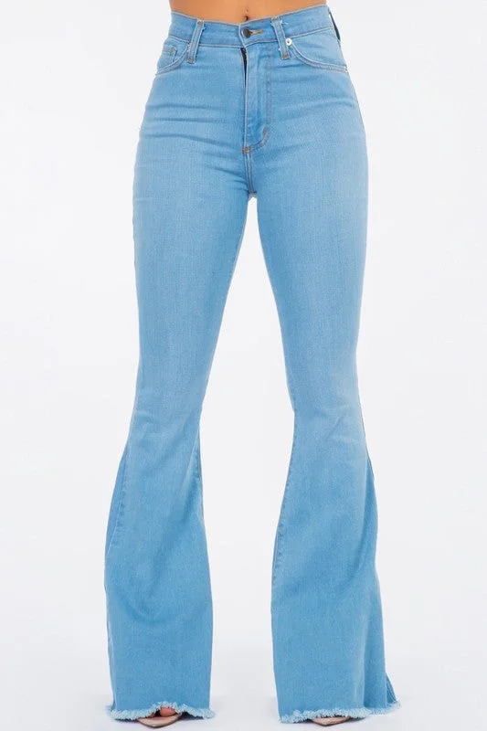 Bell Bottom Jean in Light Blue Trendy Women's 
