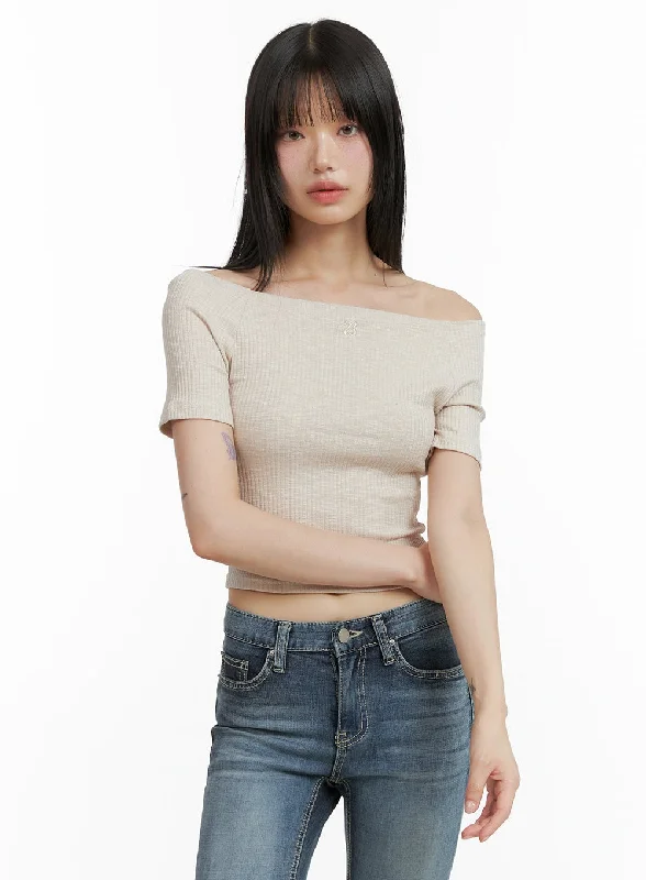Basic Off Shoulder Crop Top CL403 Dapper Women's 1920S