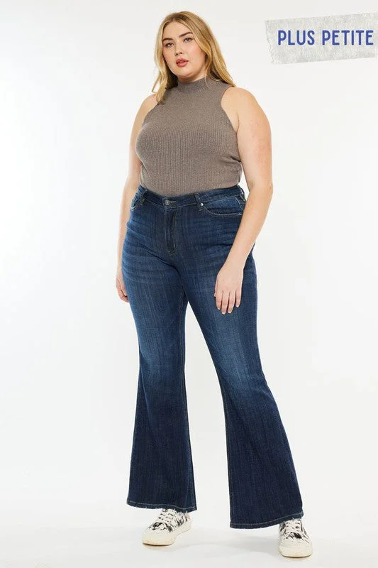 Dark Wash Mid Rise Flare Jeans Refined Women's Hand - crafted