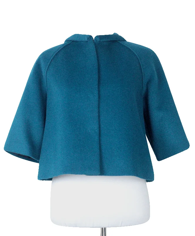 Tahari Teal Wool Jacket sz 6 Hip Women's Urban