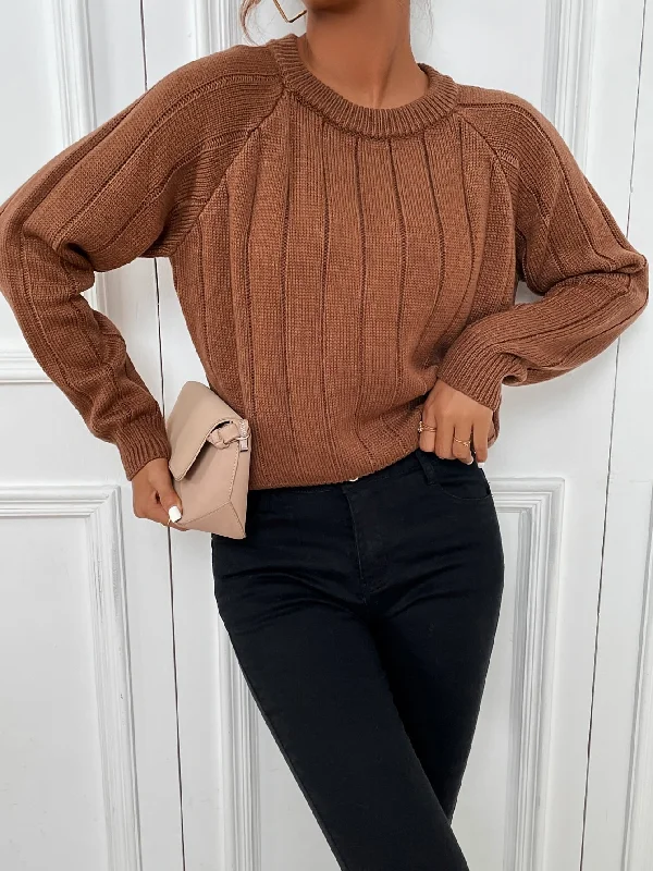 Casual Plain Long Sleeve Round Neck Regular Women Sweater