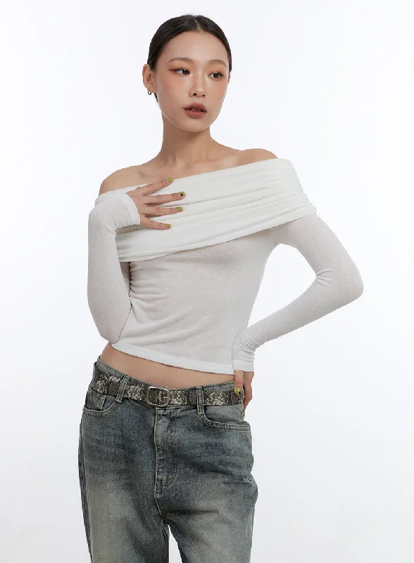 Elegant Shirred Off-Shoulder Top CN401