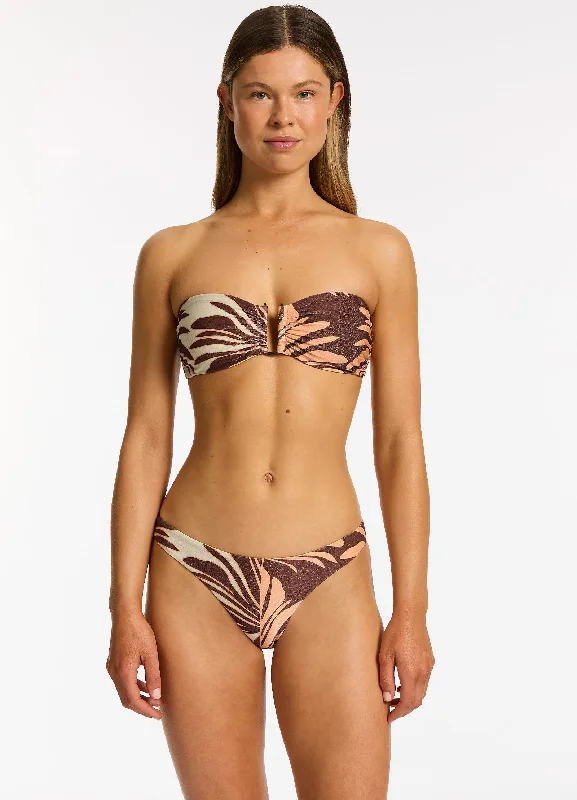 Dahlia Palm U Trim Bandeau Bikini Top - Chocolate Bohemian Women's Free