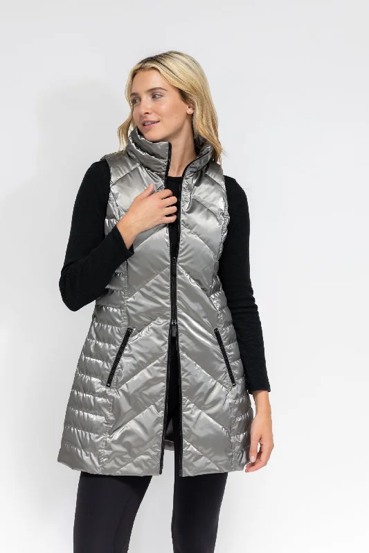 Waxed Chevron Quilted Vest Trendy Women's Oversized