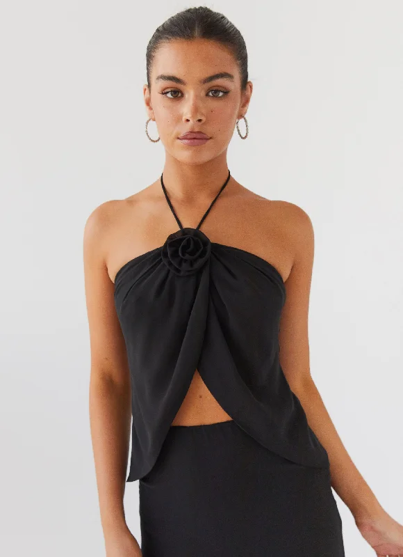 Nightfall Rose Tie Top - Midnight Dynamic Women's Moto