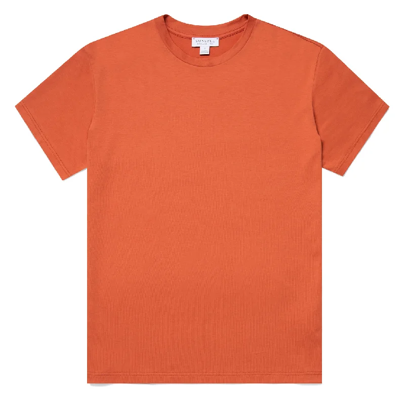 Sunspel Womens Boy-Fit Crew Neck T-Shirt Burnt Sienna Rugged Women's Outdoor 