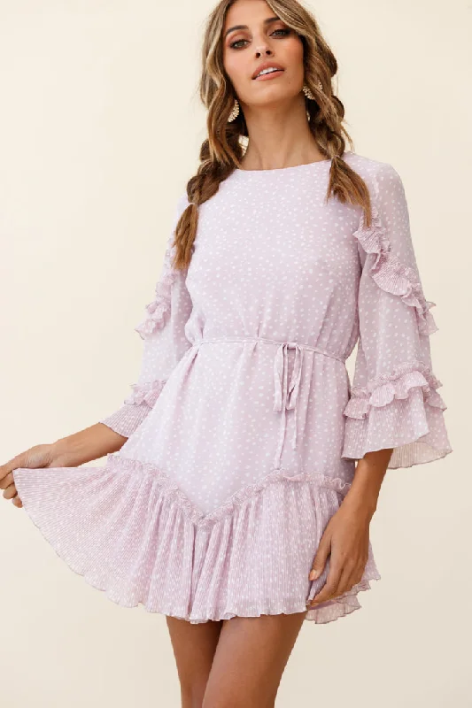 Yours Sincerely Three-Quarter Sleeve Accordion Pleat Dress Speckle Print Pink Compression Yours Sincerely Three-Quarter Sleeve Accordion Pleat Dress Speckle Print Pink Compression