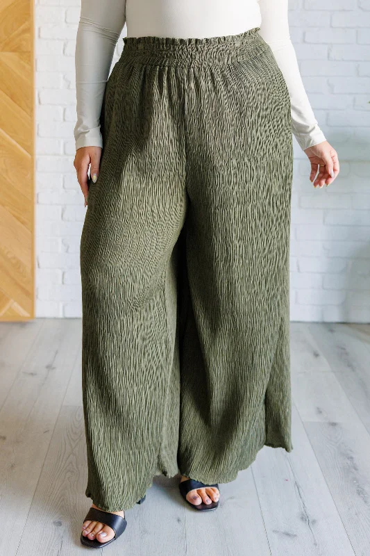 Harmony High Rise Wide Leg Pants in Olive Refined Women's Hand - crafted