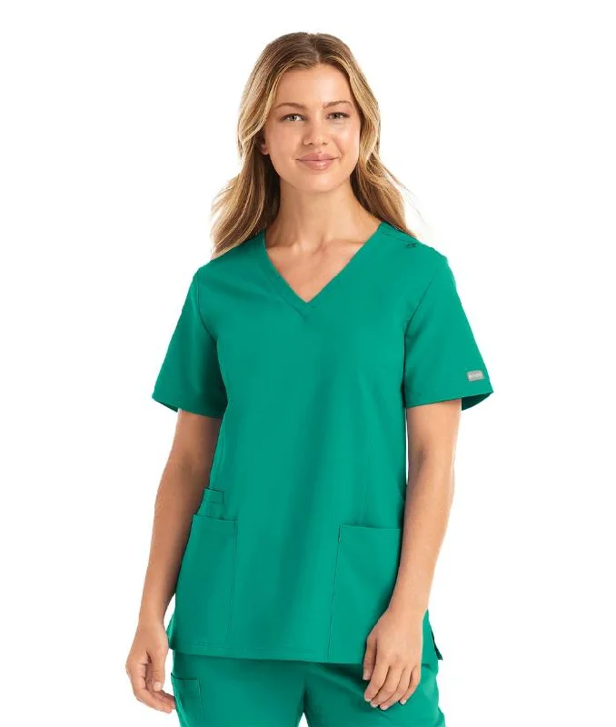 Momentum Womens Double V-Neck Scrub Top Laid - back Women's Style
