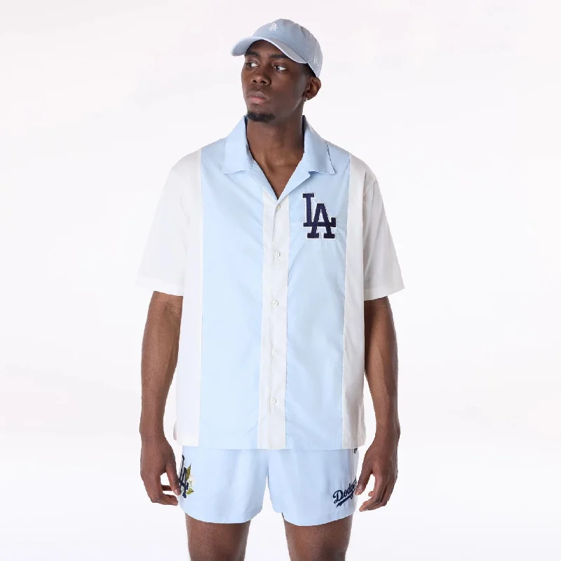 LA Dodgers Stripe Revere Open White Short Sleeve Shirt