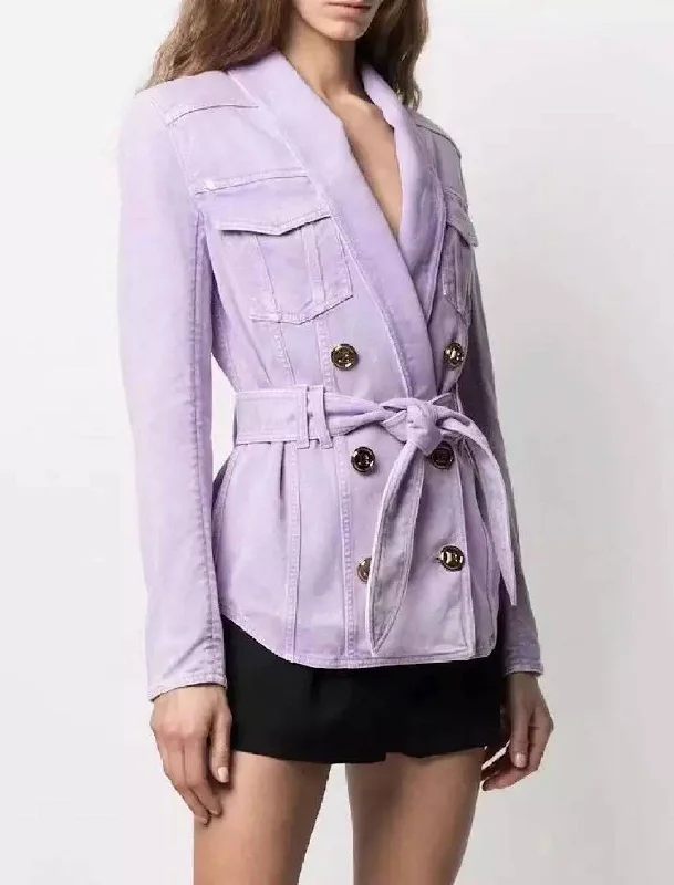 Denim Jacket With Metal Buttons Unique Women's Upcycled