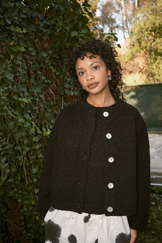 Shiloh Cotton Cardigan - Black Stylish Women's Neon