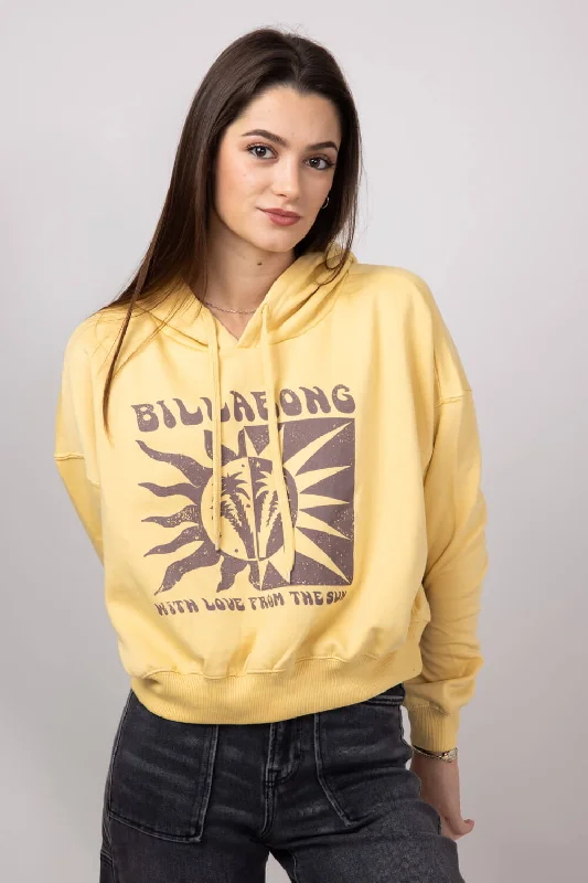 Billabong With Love From the Sun Hoodie for Women in Pale Yellow | 24B414402-PAL Dapper Women's 1920S Billabong With Love From the Sun Hoodie for Women in Pale Yellow | 24B414402-PAL Dapper Women's 1920S
