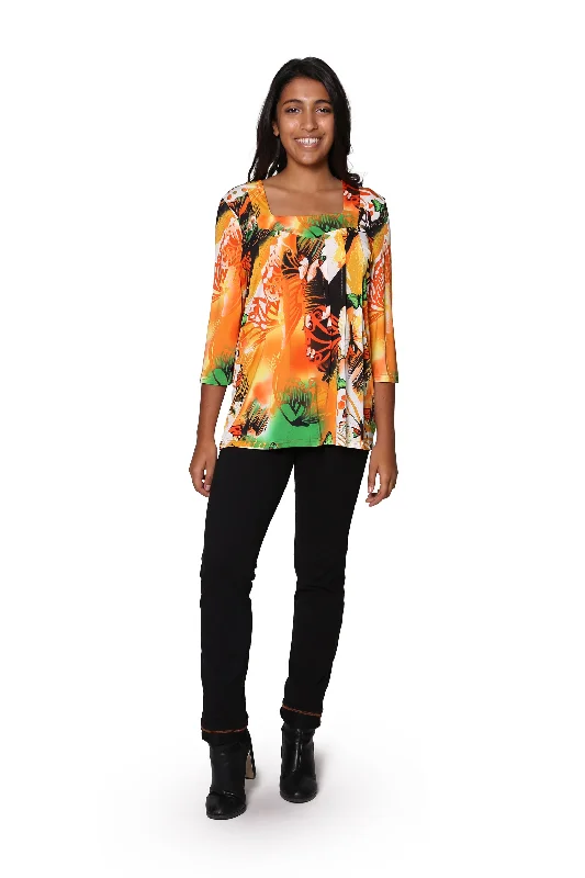 La Cera Printed Tunic Cozy Women's Sherpa - lined