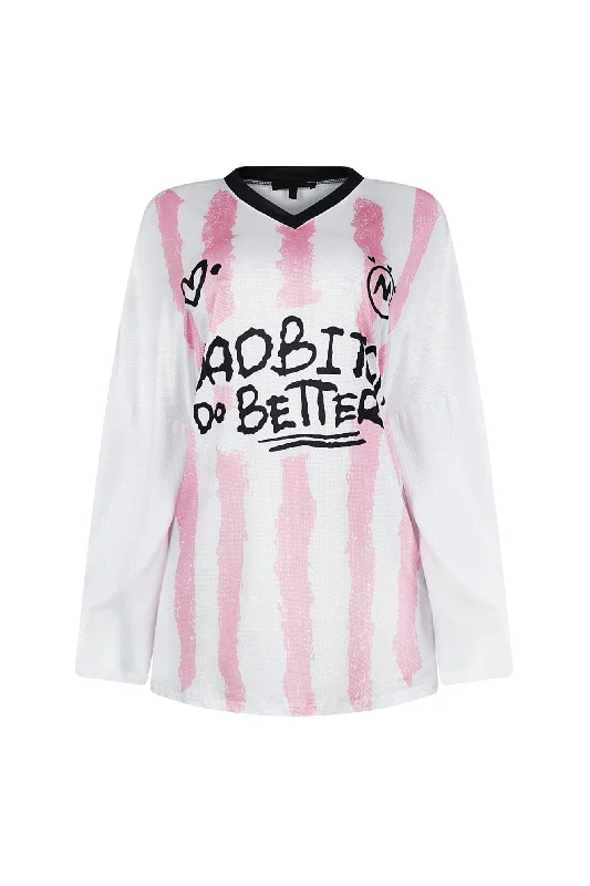 Zoey Long Sleeve Oversized Jersey Top Artistic Women's Hand - painted