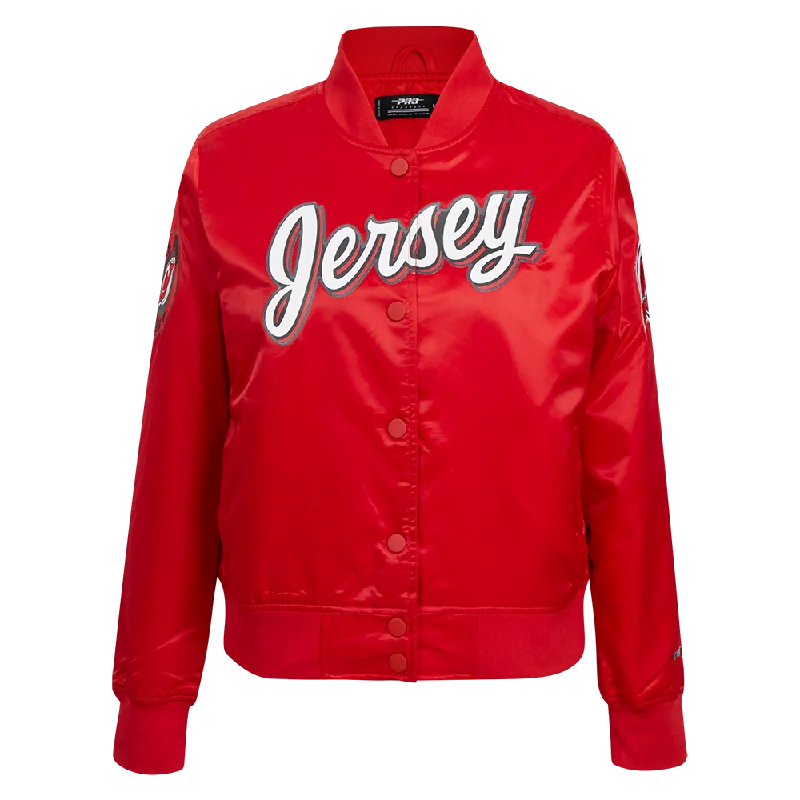 NHL NEW JERSEY DEVILS CLASSIC WOMEN'S SATIN JACKET (RED) Practical Women's Multi - 