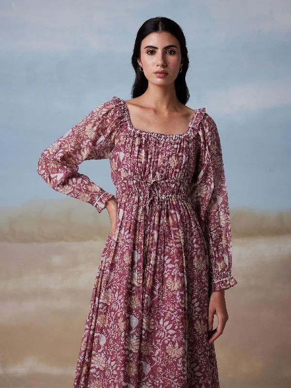 Palampore Shirred Chintz Dress Feminine Women's Soft 