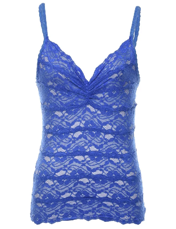 Blue Lace Camisole Top - M Country
