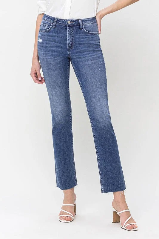 High Rise Straight Jean With Raw Hem Confident Women's High - fashion