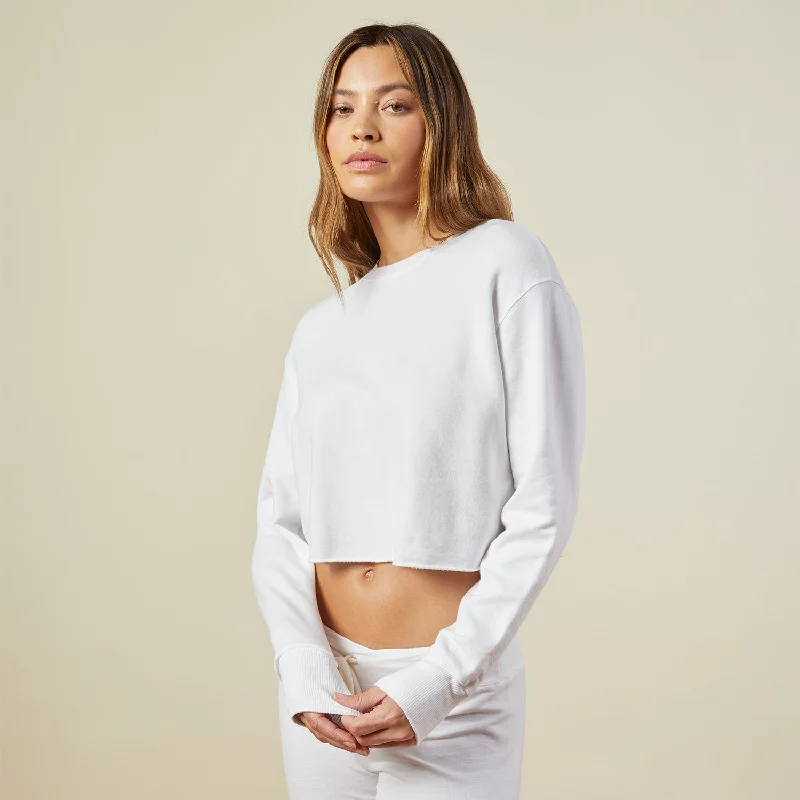 Cropped Boyfriend Sweatshirt Refined Women's Hand - crafted