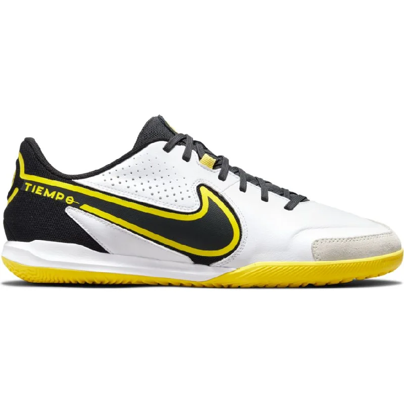 Nike Tiempo Legend 9 Academy IC-WHITE/DK SMOKE GREY-BLACK-YELLOW STRIKE Edgy Women's Punk