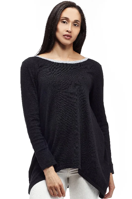 La Cera Rounded Neck Pullover Sweater Top Sustainable Organic