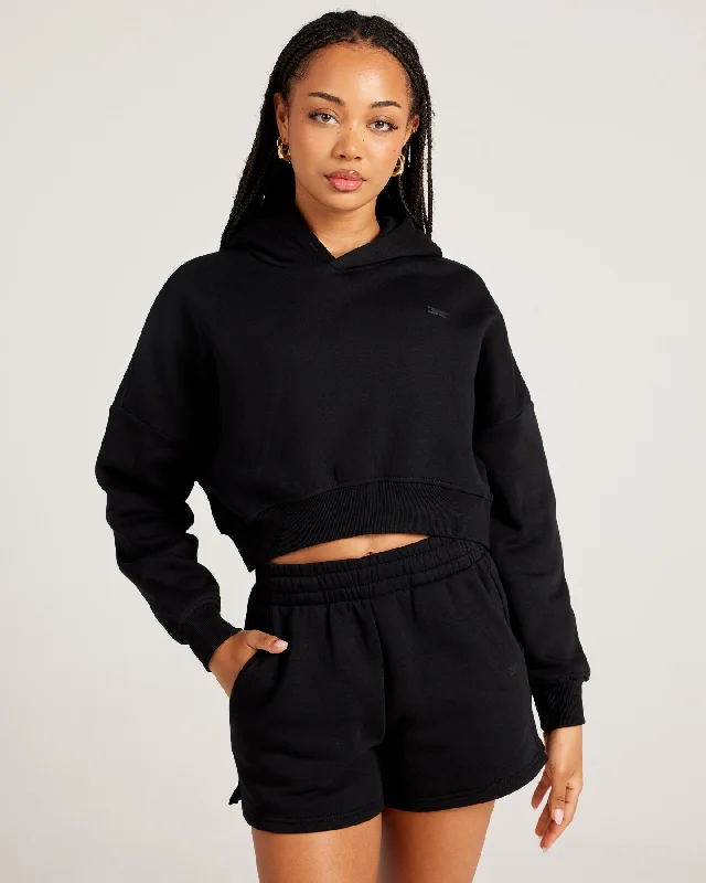 Omni Cropped Hoodie - Black Laid - back Women's Style