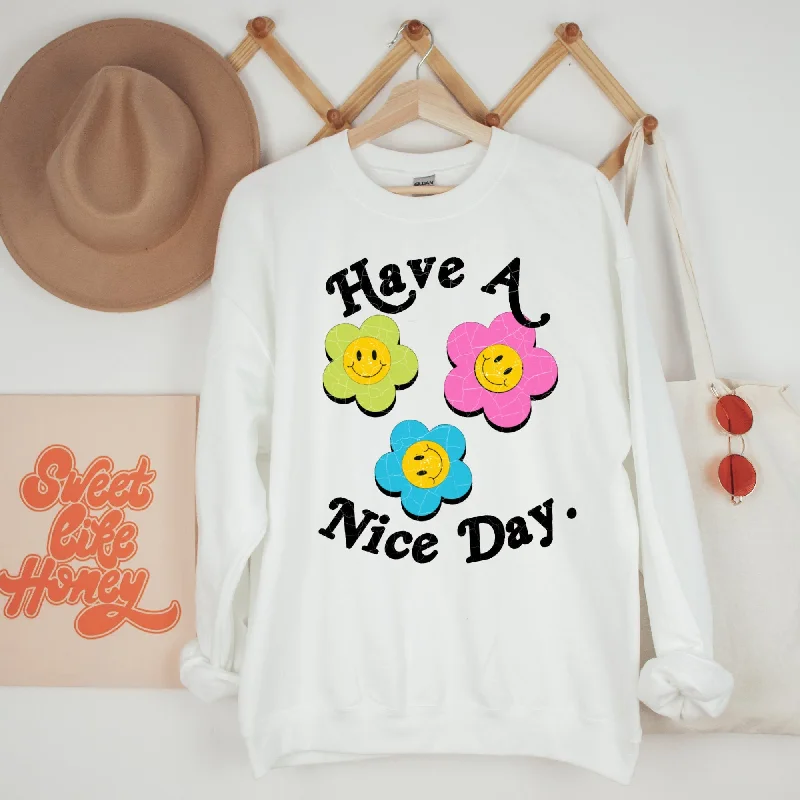 Retro Have A Nice Day Daisy Sweatshirt Luxurious Women's High -  end