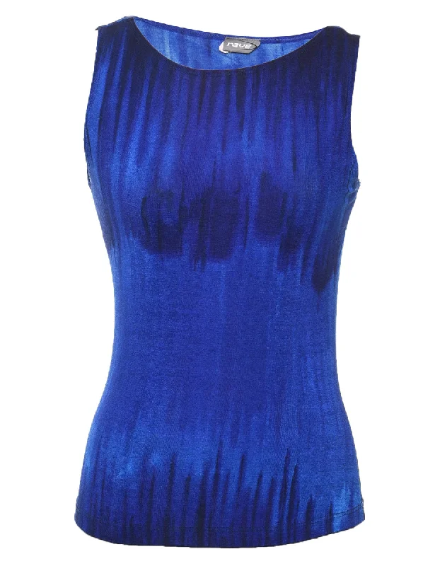 Blue Sleeveless Ombre Printed Top - XS European