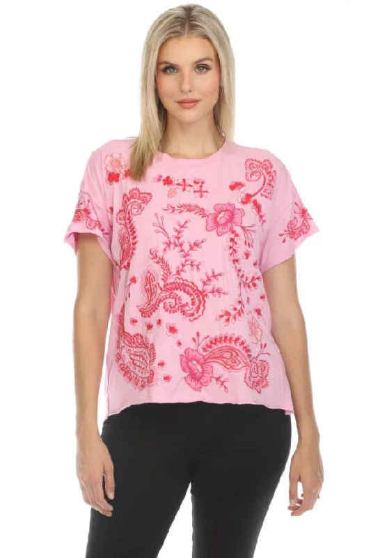 Johnny Was JWLA Cassia Raw Detail Swing Tee Boho Chic J15324 * Elegant Women's 