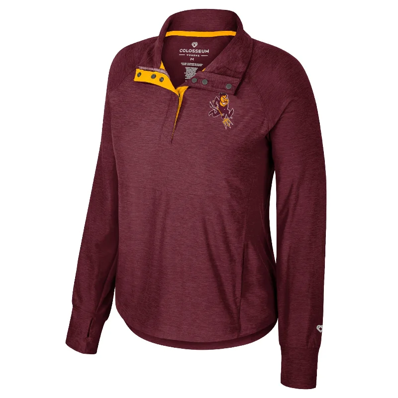 ASU CR Ladies 1/4 Snap Jacket MRN Cashmere