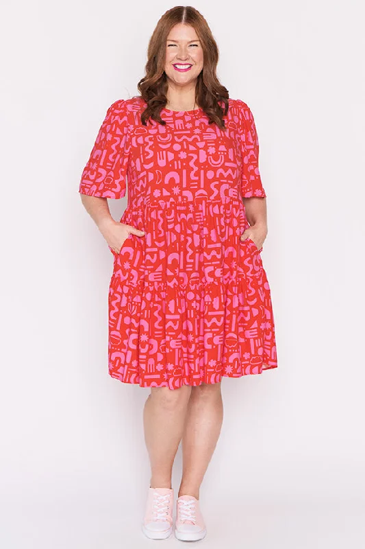 Izzie Candy Apple Dress Artistic Women's Hand - painted