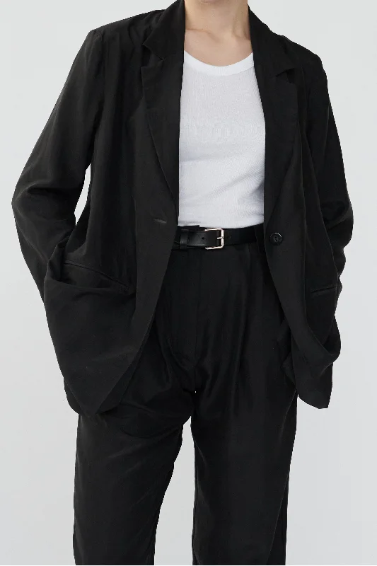 OTIS CLOSED BACK BLAZER - BLACK - RECYCLED SILK/SILK Casual Women's Japanese 