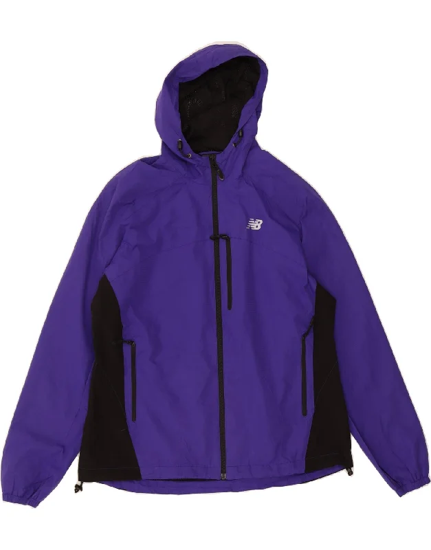 NEW BALANCE Womens Hooded Rain Jacket UK 18 XL Purple Colourblock Elegant Women's 