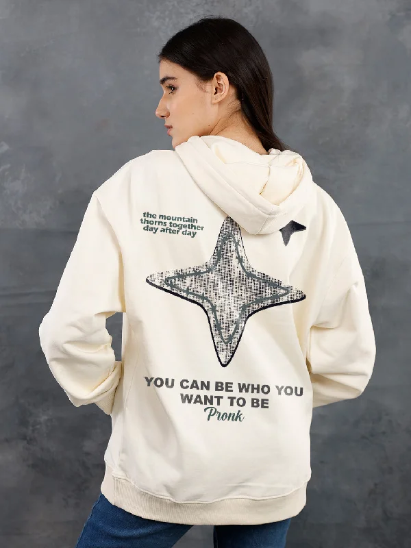 Mountain Star Women Drop Shoulder Premium Terry Hoodie Feminine Women's Soft 