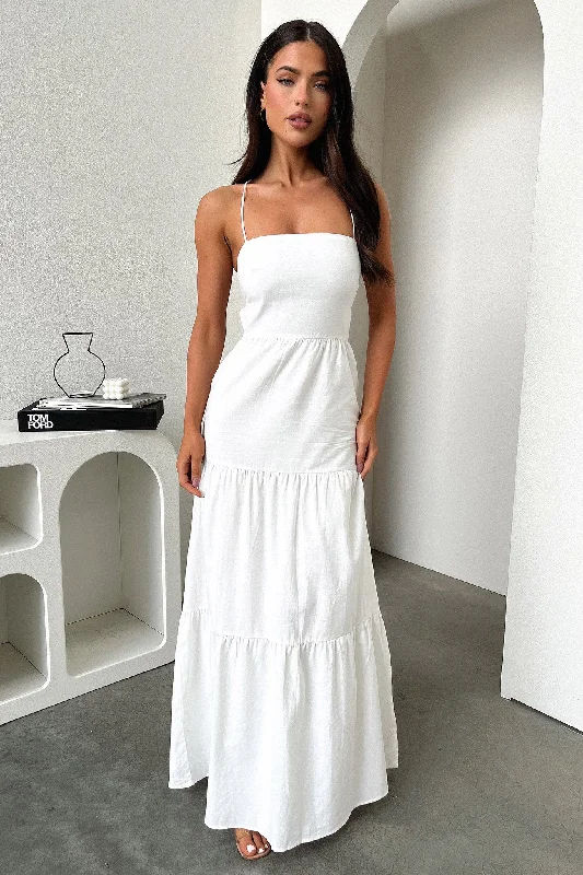 Nethia Maxi Dress - White Cozy Women's Sherpa - lined